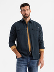 Koszula męska bawełniana REGULAR FIT z kieszeniami zapinanymi na guziki - granatowa V3 OM-SHCS-0146