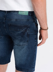 Krótkie spodenki męskie jeansowe - ciemnoniebieskie V3  OM-SRDS-0113