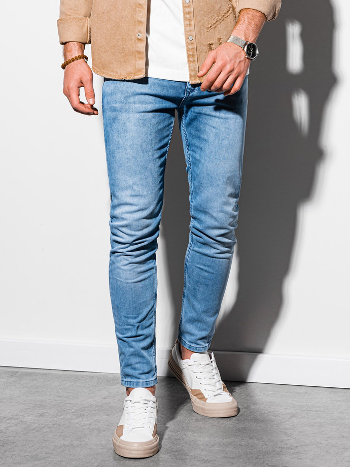 Spodnie męskie jeansowe SKINNY FIT - jasnoniebieskie P1007