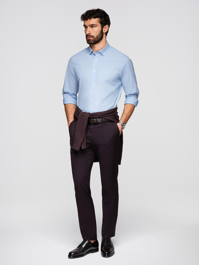 Klasyczna bawełniana męska koszula REGULAR - błękitna V1 K699