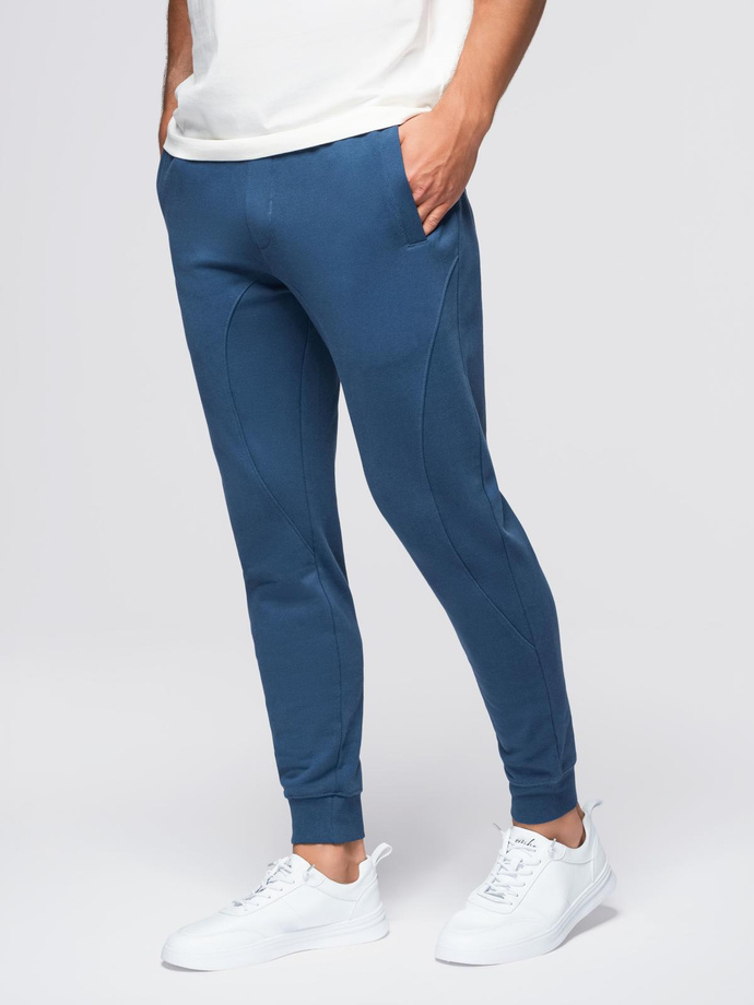 Spodnie męskie dresowe typu jogger - granatowe V4 OM-PABS-0173
