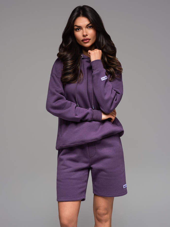 Bluza dresowa unisex z kieszeniami i kapturem – fioletowa V13 OU-SNBC-0105
