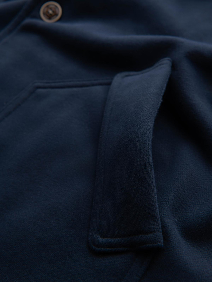 Bluza męska zapinana na guziki ze stójką – granatowa V4 OM-SSZP-0240