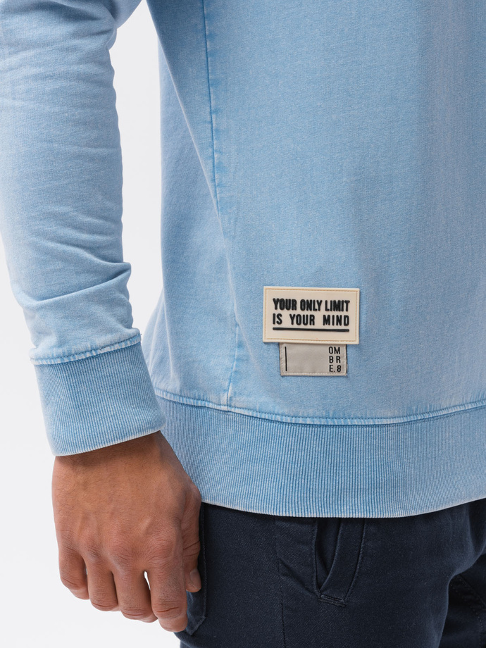 Bluza męska bez kaptura bawełniana - błękitna B1173