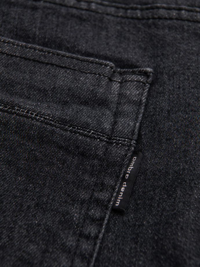 Spodnie męskie jeansowe z przetarciami REGULAR FIT - czarne V2 OM-PADP-0241