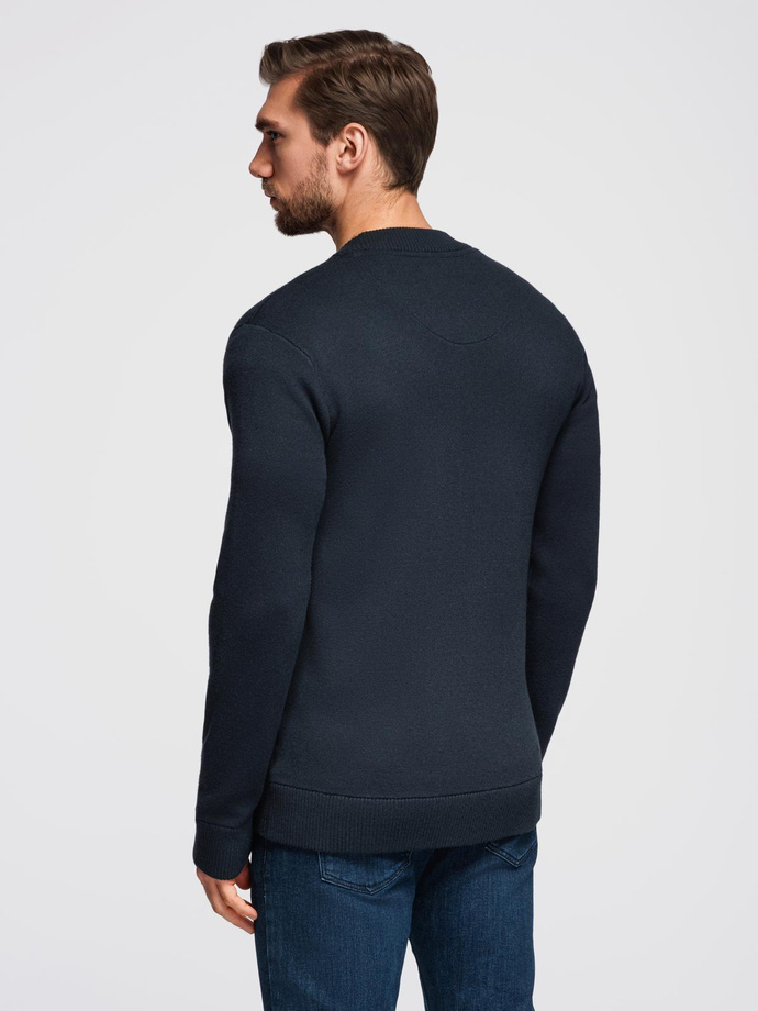 Sweter męski gładki na zamek  – granatowy V1 OM-SWZS-0146