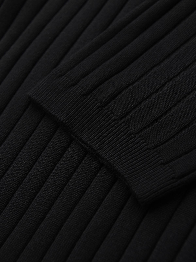Męska koszulka polo z wiskozą SLIM FIT w pionowy prążek – czarna V1 OM-POSS-0143