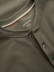 Zapinany pod szyją męski longsleeve z dzianiny waflowej – oliwkowy V1 OM-LSCL-0120