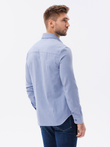 Bawełniana koszula męska z tkaniny w stylu Oxford SLIM FIT - niebieska V9 K642