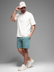 Męskie krótkie spodenki dresowe RELAXED FIT w stylu athleisure – turkusowe V1 OM-SRWS-0122 