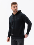 Bluza męska HOODIE z łączonych materiałów - czarna V1 OM-SSNZ-22FW-016