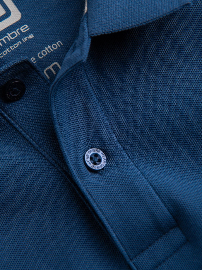 Koszulka męska polo z dzianiny pique - ciemnoniebieski V13 S1374