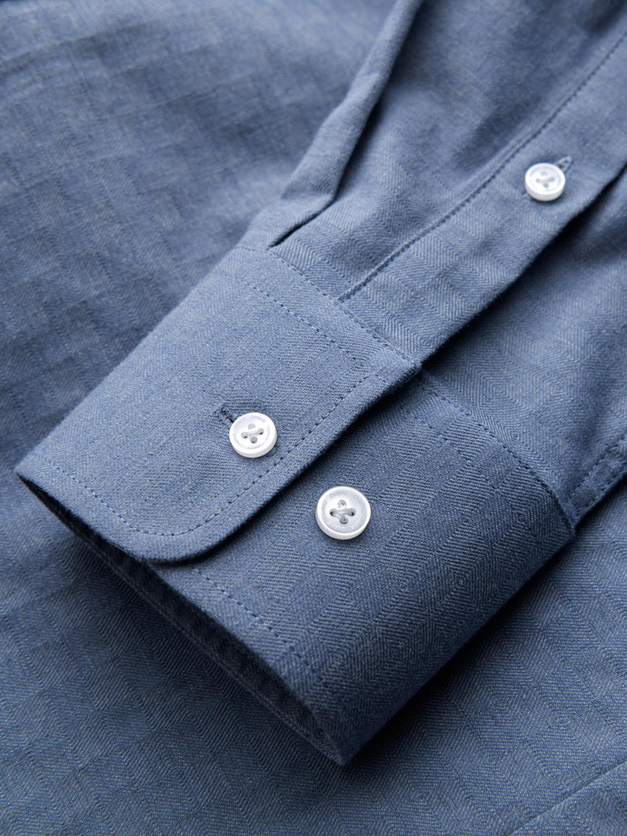 Koszula męska SLIM FIT z ozdobnej tkaniny – niebieska V1 OM-SHCS-0175