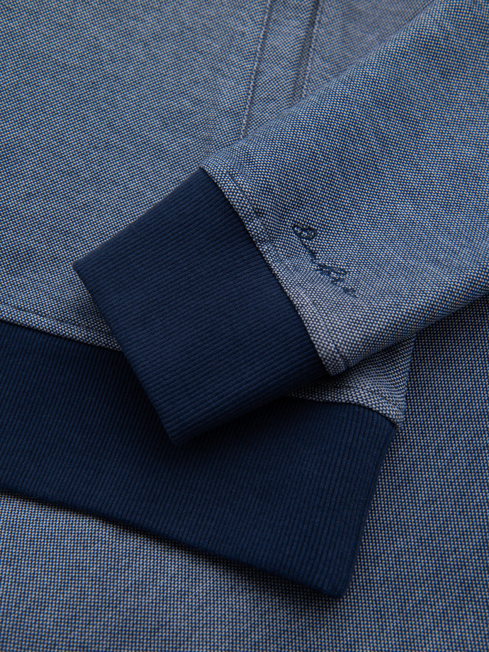 Bluza męska bomberka z dzianiny pique – granatowa V2 OM-SSZP-0238