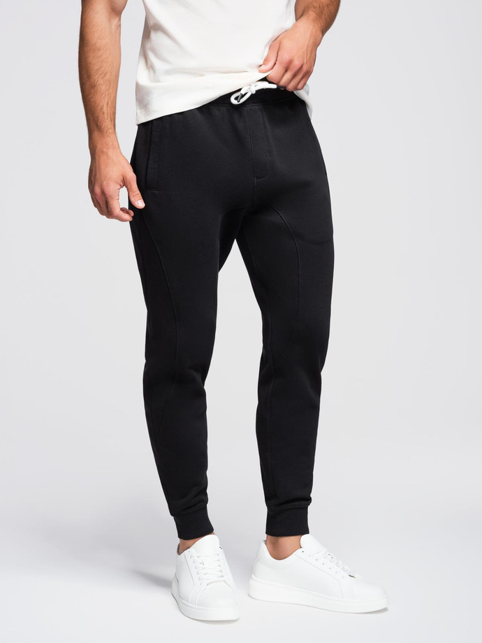 Męskie spodnie dresowe typu jogger - czarne V5 OM-PABS-0173