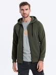 Bluza męska rozpinana z kapturem - khaki V1 OM-SSZP-0124