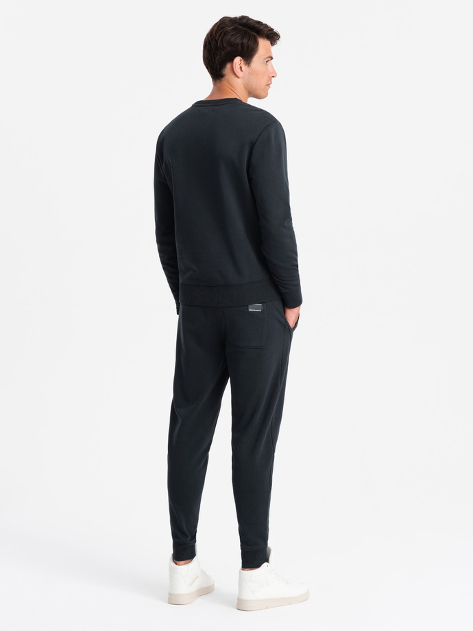 Bawełniany męski dresowy komplet BASIC bluza nierozpinana + joggery – czarny V9 Z84