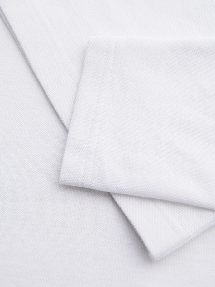 Longsleeve męski BASIC z kołnierzykiem polo – biały V1 OM-POBL-0162
