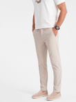 Spodnie męskie chino SLIM FIT - kremowe V1 OM-PACP-0186