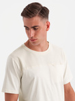 Męski t-shirt z kieszonką LOOSE FIT – biały V8 OM-TSCT-0171