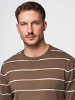 Męski sweter casualowy w poziome paski – brązowy V3 OM-SWSW-0143