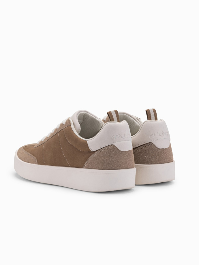 Oldschoolowe męskie sneakersy na grubej podeszwie – jasnobrązowe V1 OM-FOSL-0170