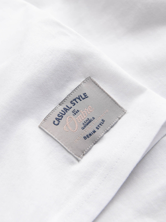 T-shirt męski bawełniany z nadrukiem - biały V2 S1752