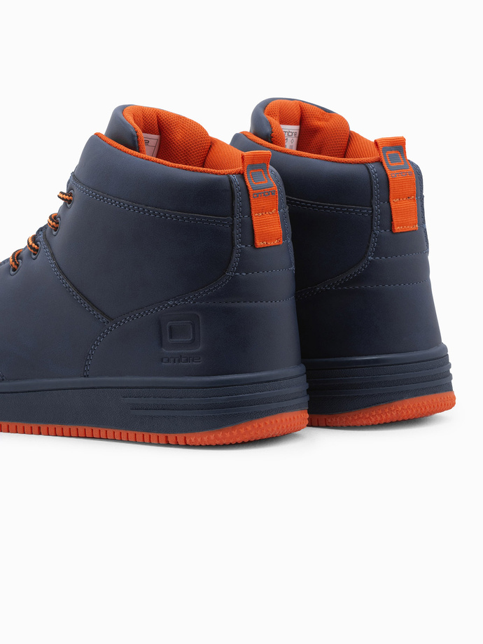 Buty męskie ocieplane sneakersy za kostkę - granatowe V3 OM-FOSH-0123