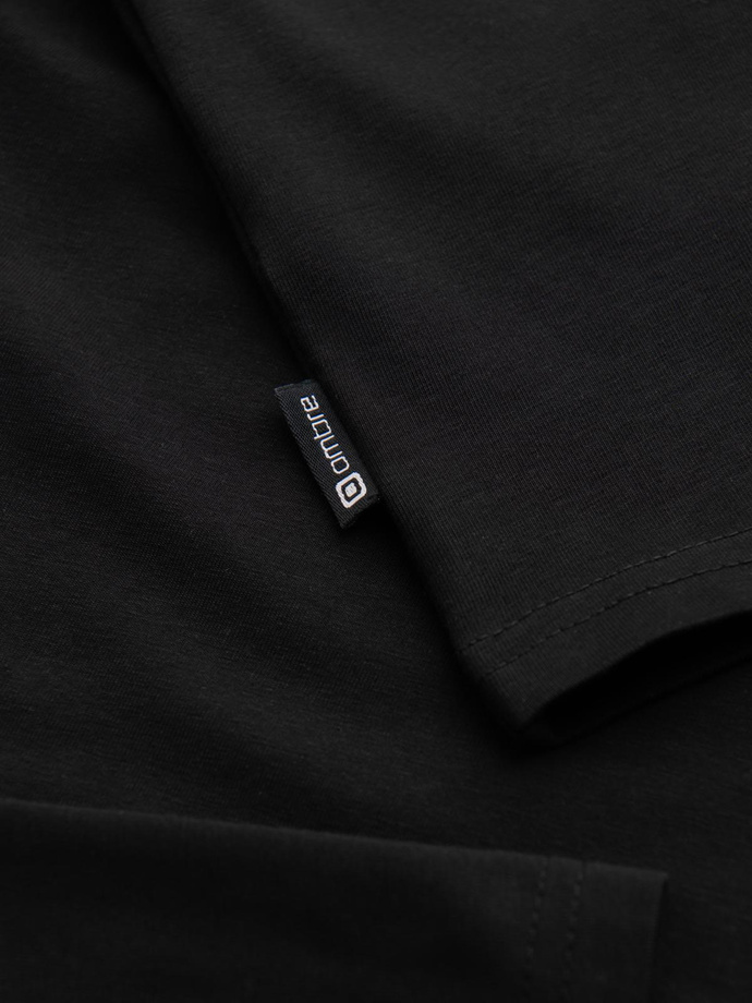 Longsleeve męski gładki z golfem - czarny V1 OM-LSCL-0130