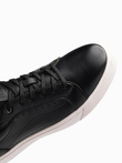 Buty męskie sneakersy ze skóry ekologicznej – czarne V2 OM-FOCS-0179