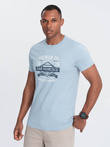 Bawełniany męski t-shirt z nadrukiem San Francisco – błękitny V1 OM-TSPT-0120
