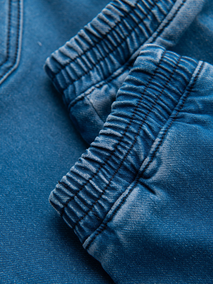 Spodnie męskie jeansowe joggery ze ściagaczem w pasie - niebieskie V1 OM-PADJ-0242