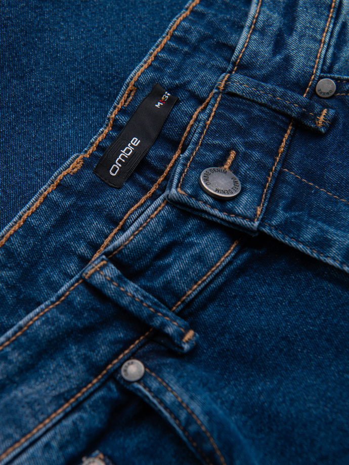 Spodnie męskie jeansowe JOGGERY z klasyczna opaśnicą - niebieskie V2 OM-PADJ-0265