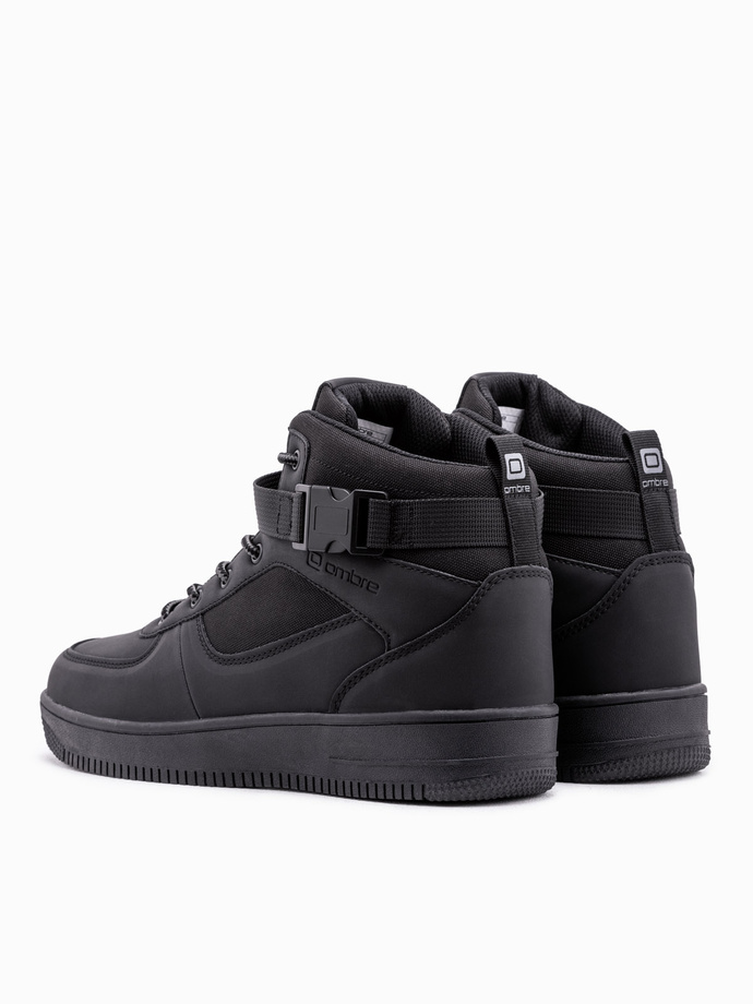 Buty męskie sneakersy za kostkę - czarne V1 T317