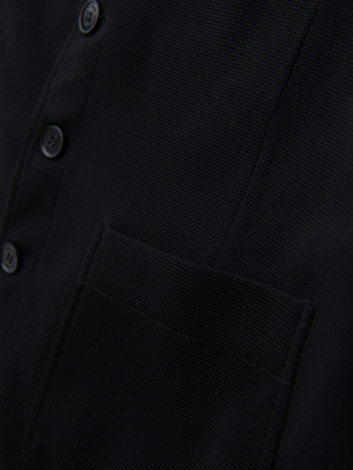 Dopasowana strukturalna męska kamizelka z naszywanymi kieszeniami – czarna V1 OM-BLZV-0146