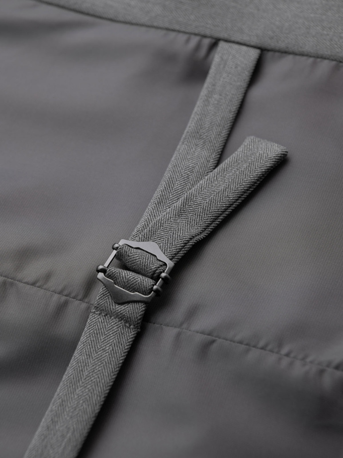 Elegancka męska kamizelka w jodełkę SLIM FIT - szara V1 OM-BLZV-0143