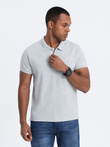 Koszulka męska polo z dzianiny pique - szary melanż V20 S1374