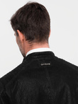 Kurtka męska biker ze stójką w stylu retro – czarna V2 OM-JAFL-0197