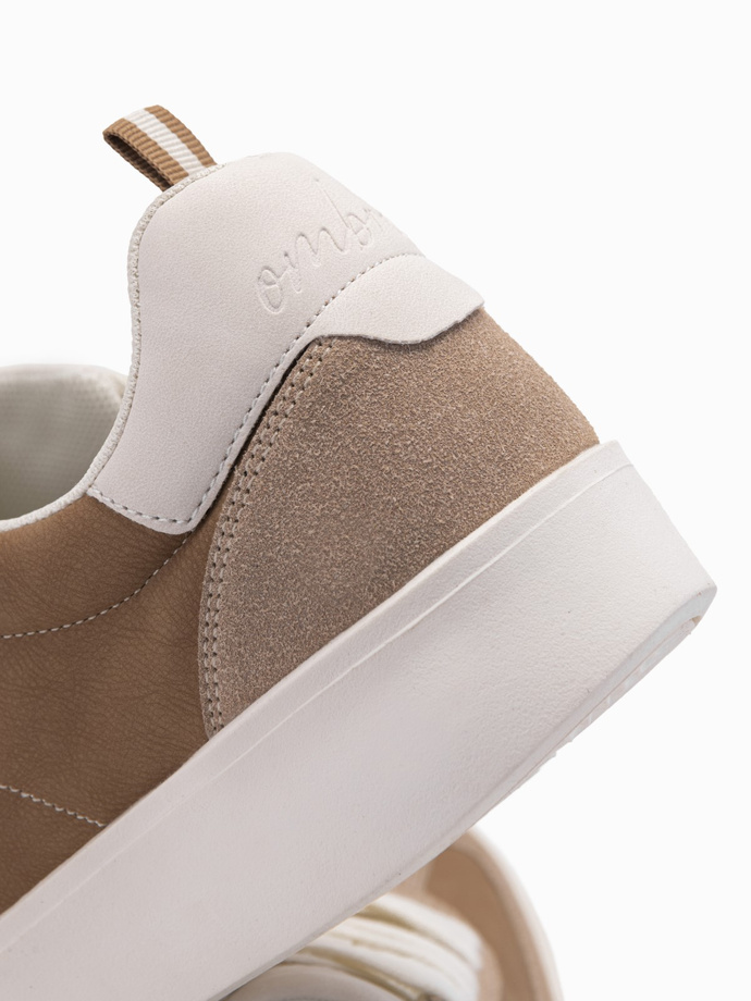 Oldschoolowe męskie sneakersy na grubej podeszwie – jasnobrązowe V1 OM-FOSL-0170