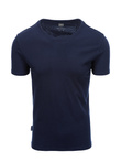 T-shirt męski bawełniany BASIC - granatowy V2 S1370