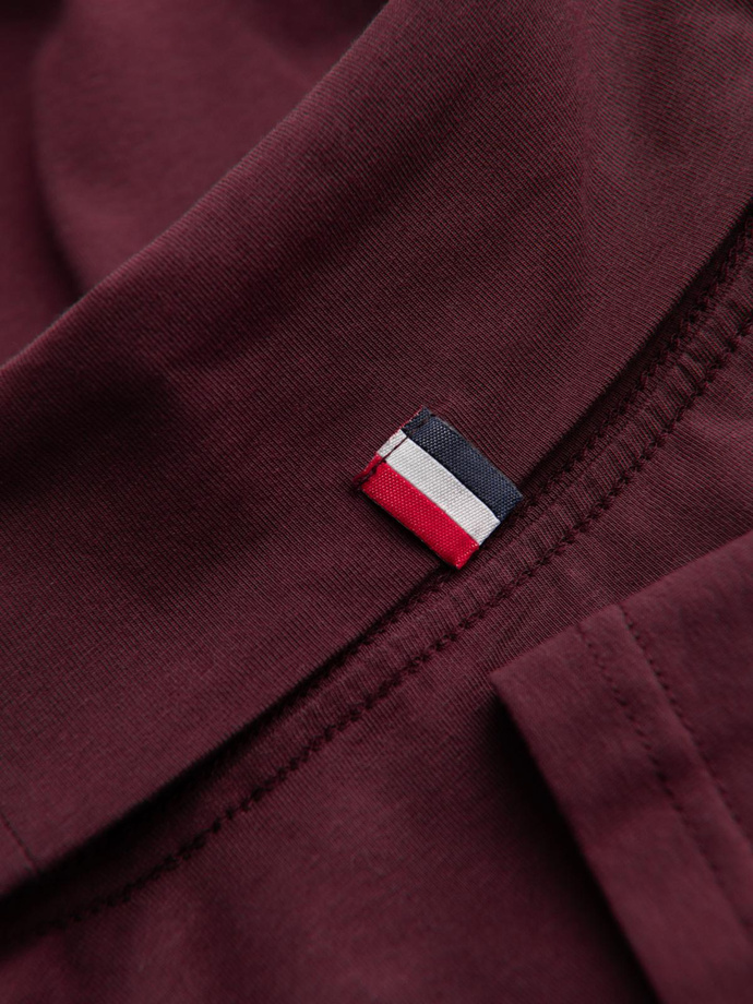 Longsleeve męski gładki z golfem - bordowy V6 OM-LSCL-0130