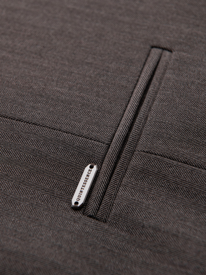 Męska elegancka kamizelka w jodełkę SLIM FIT - grafitowa V2 OM-BLZV-0143