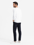 Męski longsleeve SLIM FIT z elastanem i printem – biały V2 OM-LSBC-0124