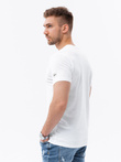 Bawełniany męski t-shirt z nadrukiem w stylu college – biały V1 OM-TSPT-0137
