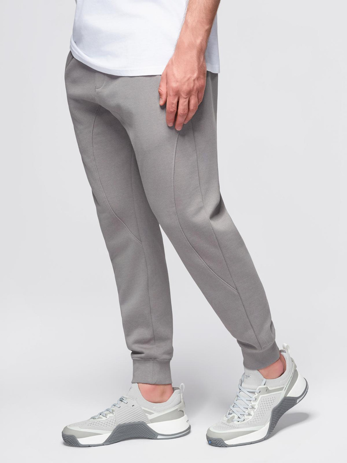 Męskie spodnie dresowe typu jogger - szare V8 OM-PABS-0173