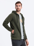 Bluza męska rozpinana z kapturem - khaki V1 OM-SSZP-0124