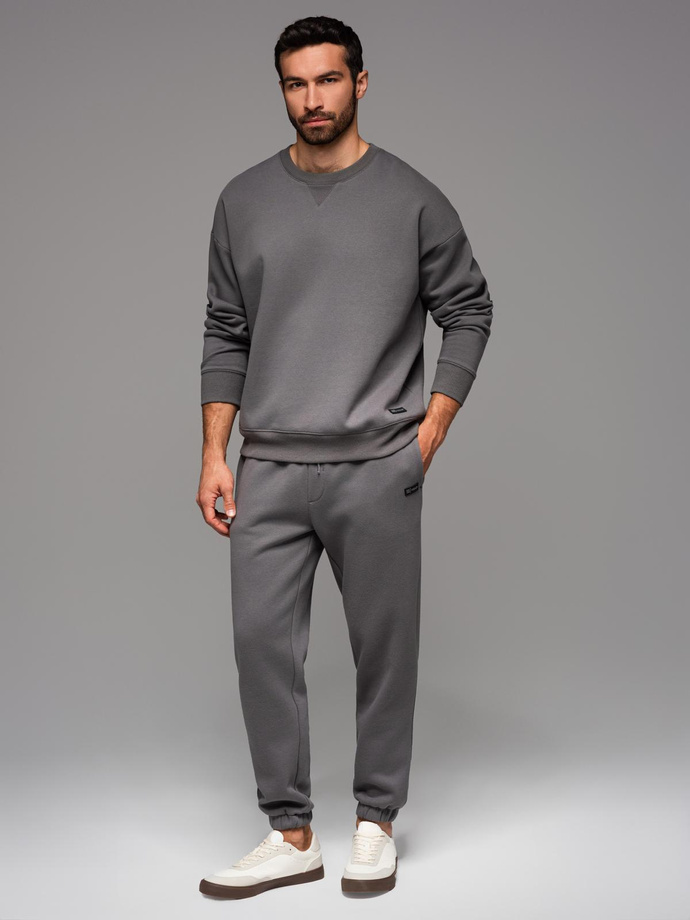 Dresowa klasyczna bluza unisex z okrągłym dekoltem – szara V18 OU-SNBC-0104