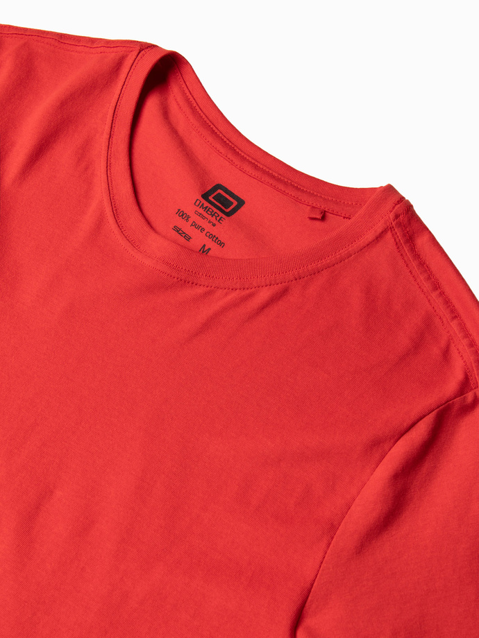 T-shirt męski bawełniany BASIC - czerwony V14 S1370