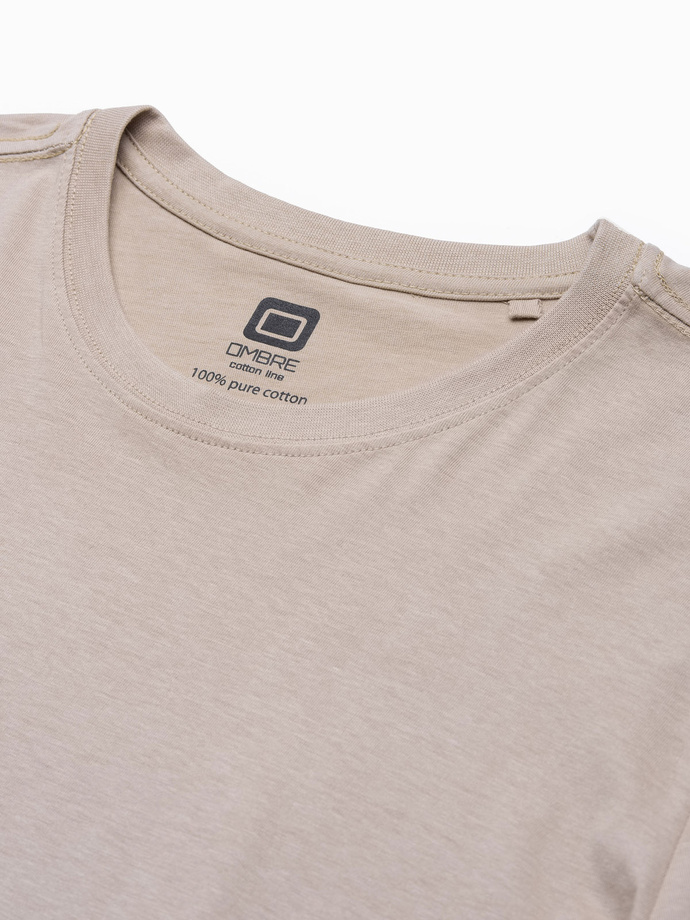 Longsleeve męski bez nadruku - beżowy V8 L138