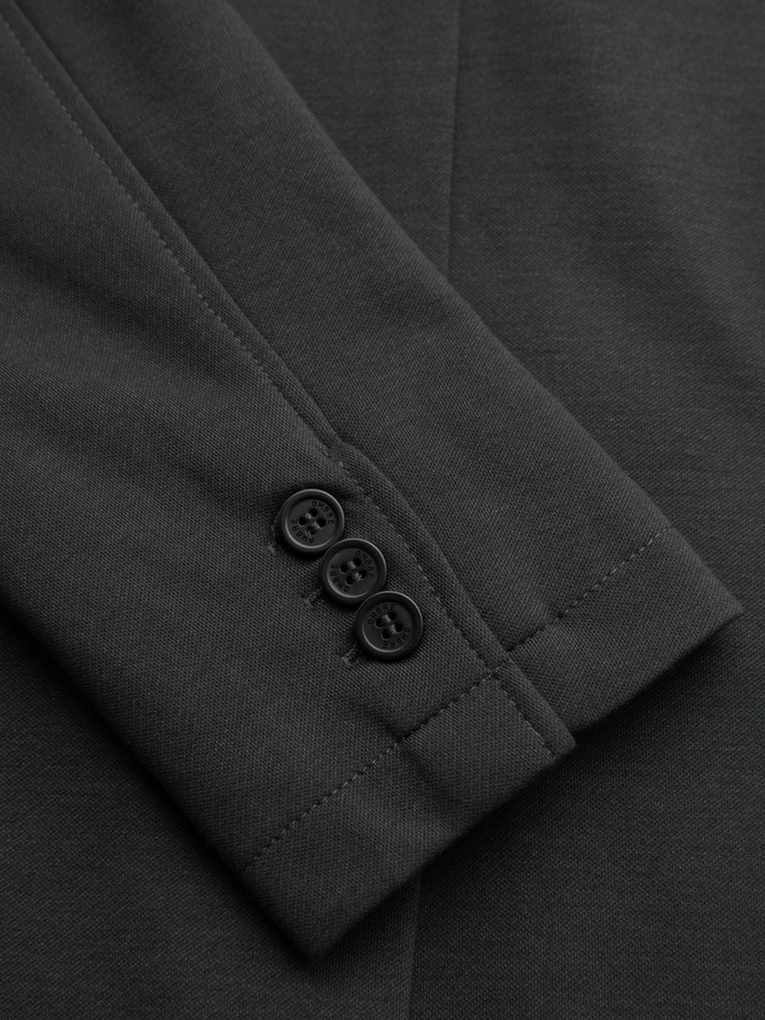 Męska marynarka SLIM z dzianiny o subtelnej strukturze – grafitowa V1 OM-BLZB-0101